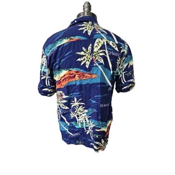 Men's Size M Wingo Hawaiian Button Shirt Short Sleeve Palm Trees Aloha - Picture 3 of 8